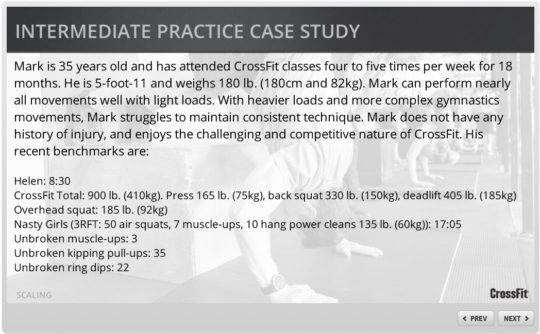 Fact Pattern on Intermediate Case Study CrossFit Scaling Course