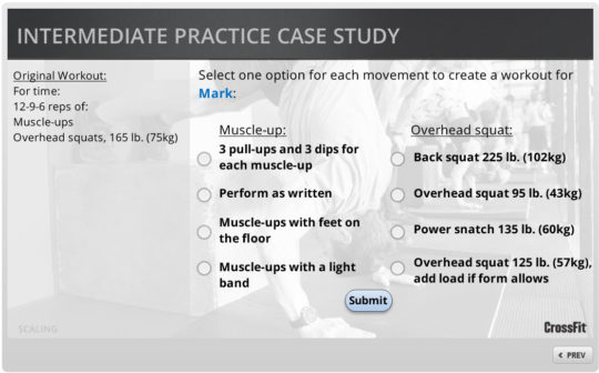 Questions on Intermediate Case Study CrossFit Scaling Course