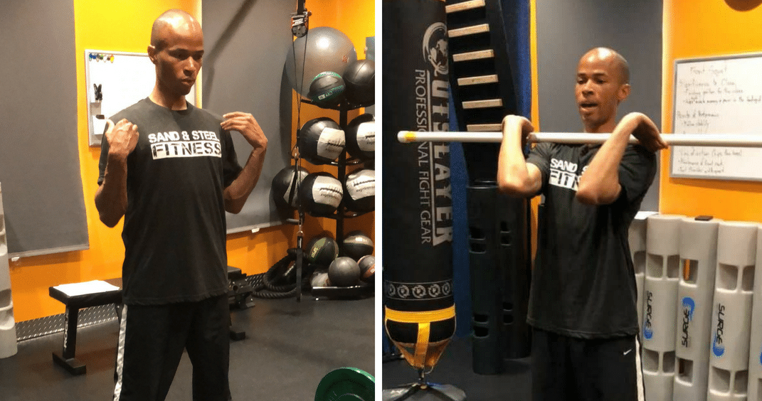 Barbell Power Clean Receiving Position CrossFit Sand & Steel