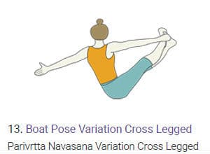 Boat Pose Cross Leg Rotation - Parivrtta Navasana 13