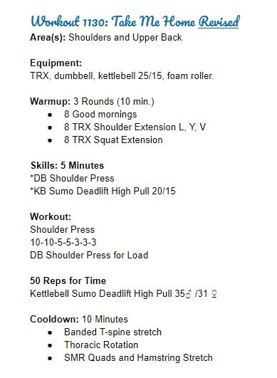 Beginner Workout Plan Revised WOD 1130