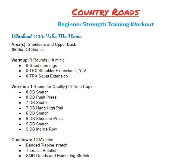 Take Me Home - Beginner Strength Program