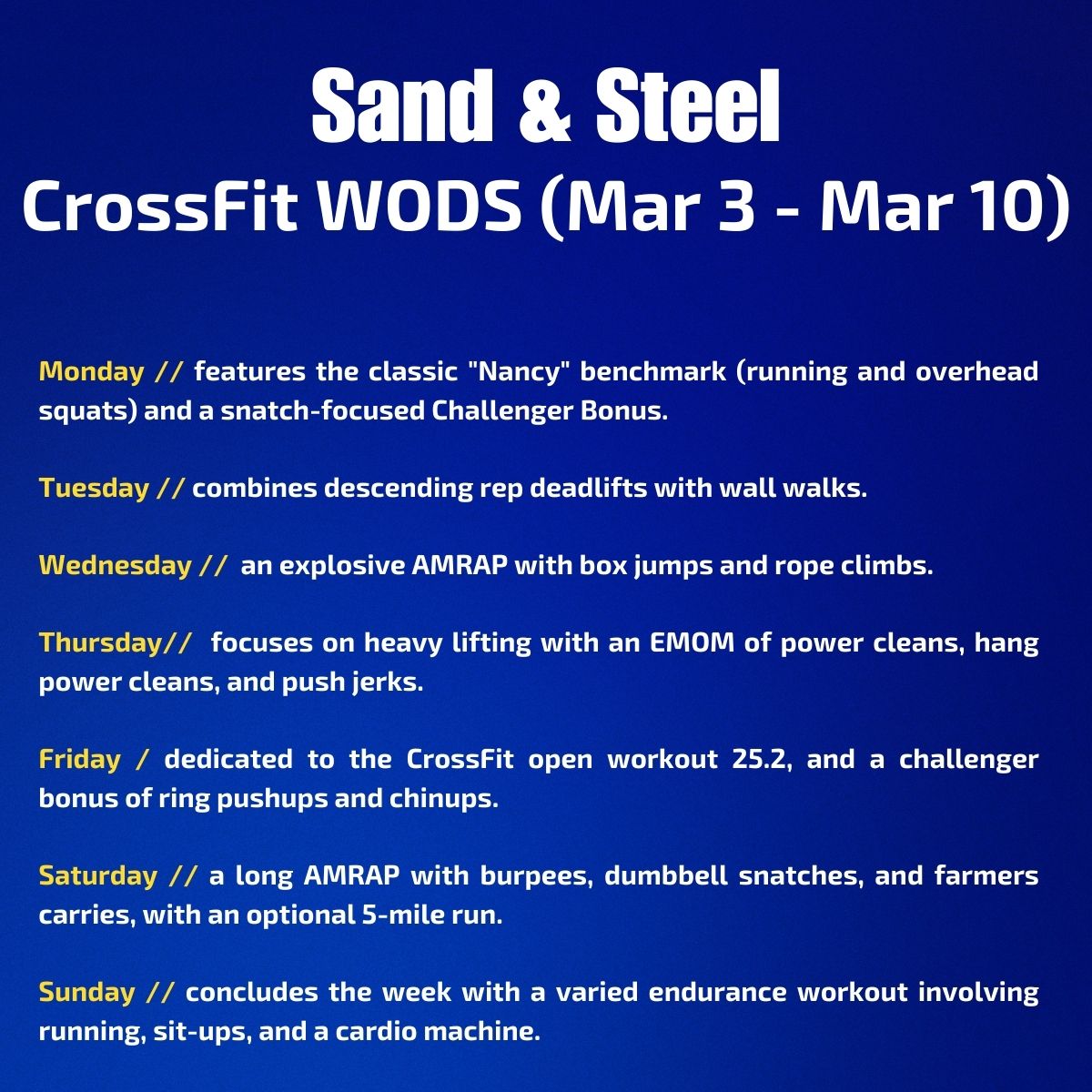 CrossFit WODS (Mar 3 - Mar 10)