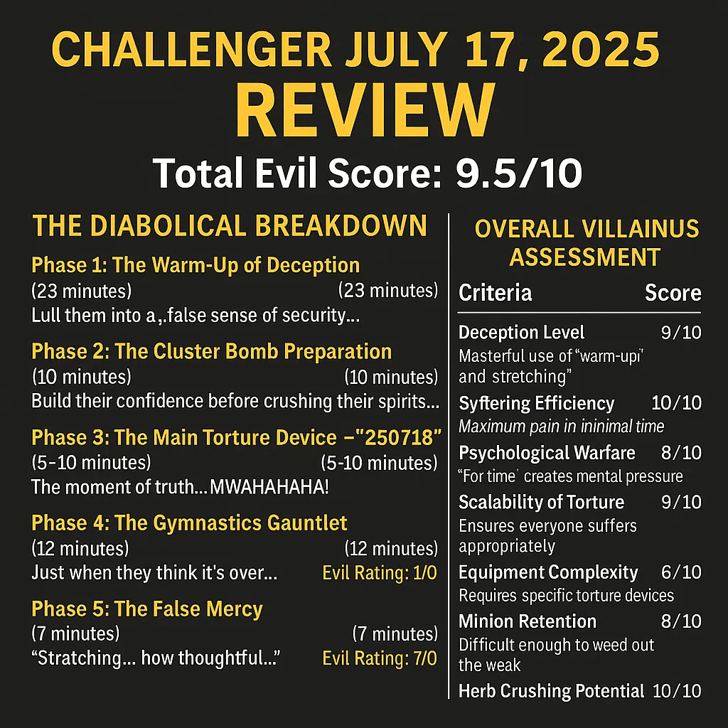 Challenger Workout July 17 2025